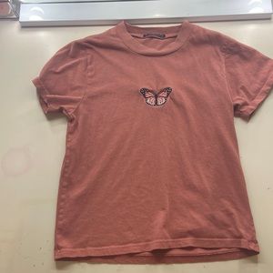 Brandy Melville pink butterfly embroidered top !